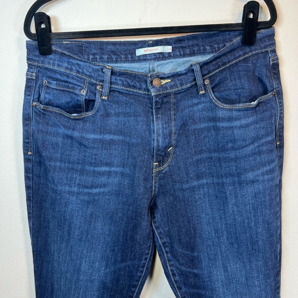 Levis Womens 515 Bootcut Jeans Dark Blue Denim Wash Mid Rise Zip Stretch Size 14 - Picture 2 of 14